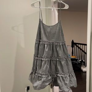 Blackmilk black and white plaid picnic ruffle dress AUS 14